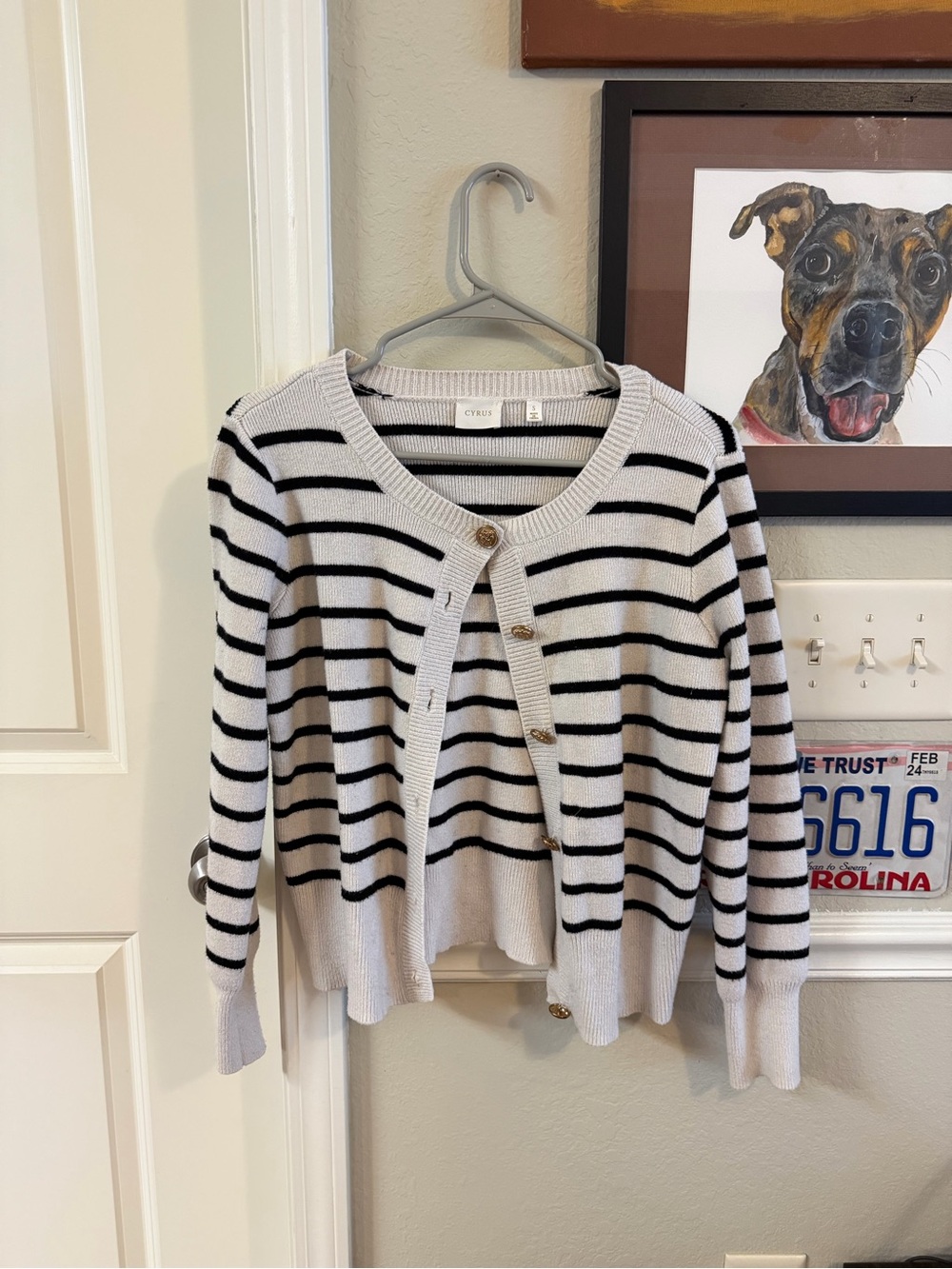Cyrus Black & White Striped Button-Front Cardigan